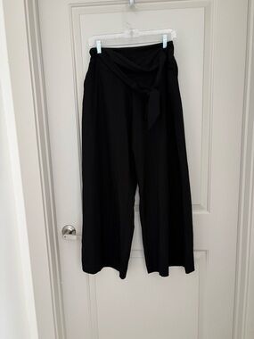 Pact Black Wide-Leg Tie-Waist Pants Organic Cotton NWOT Size L